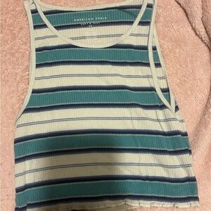 American Eagle Outfitters Striped Tank Top - Green and Cream